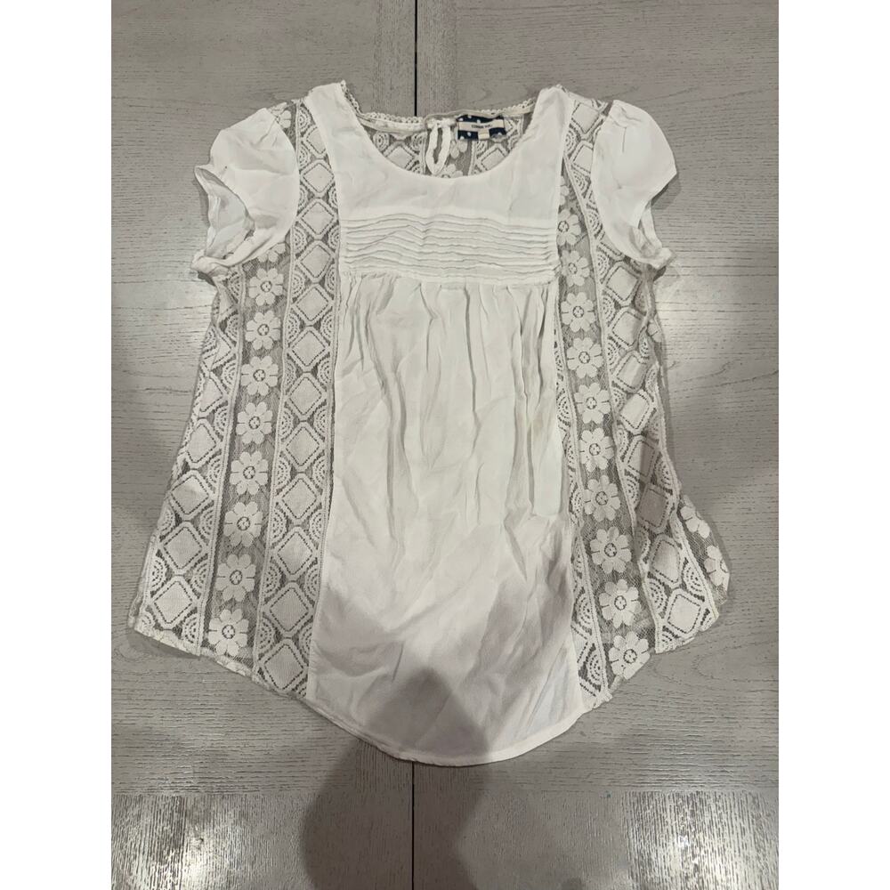 Comme Toi White Lace Floral Top Size L Cottagecore Etheral Fairycore Coquette